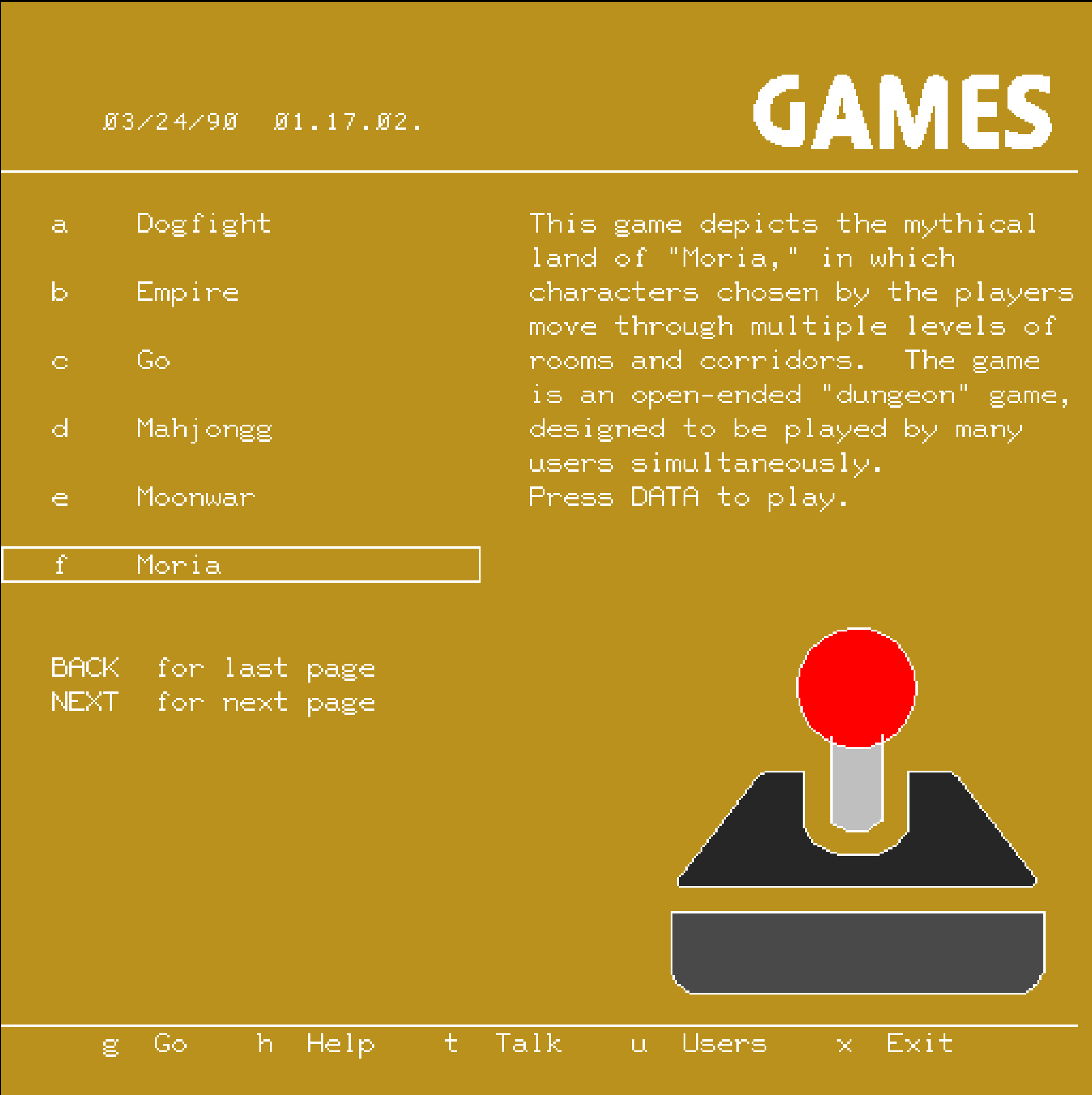 Games Menu - Pterm