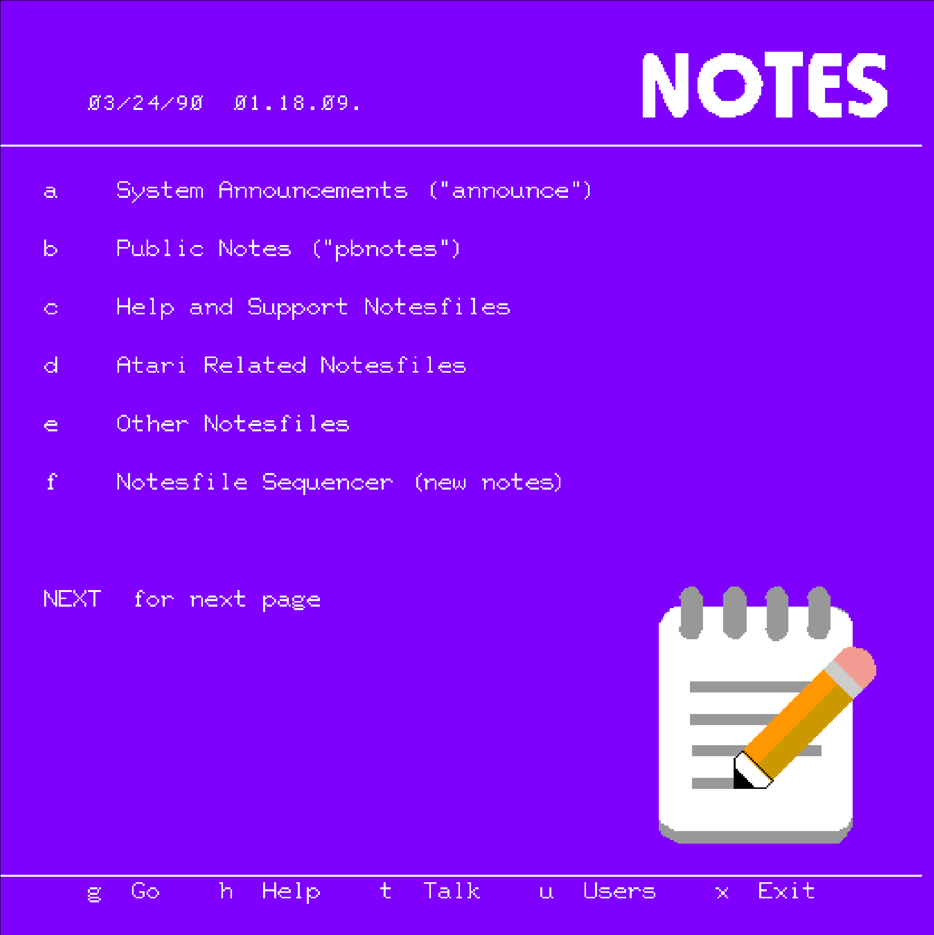 Notes Menu - Pterm